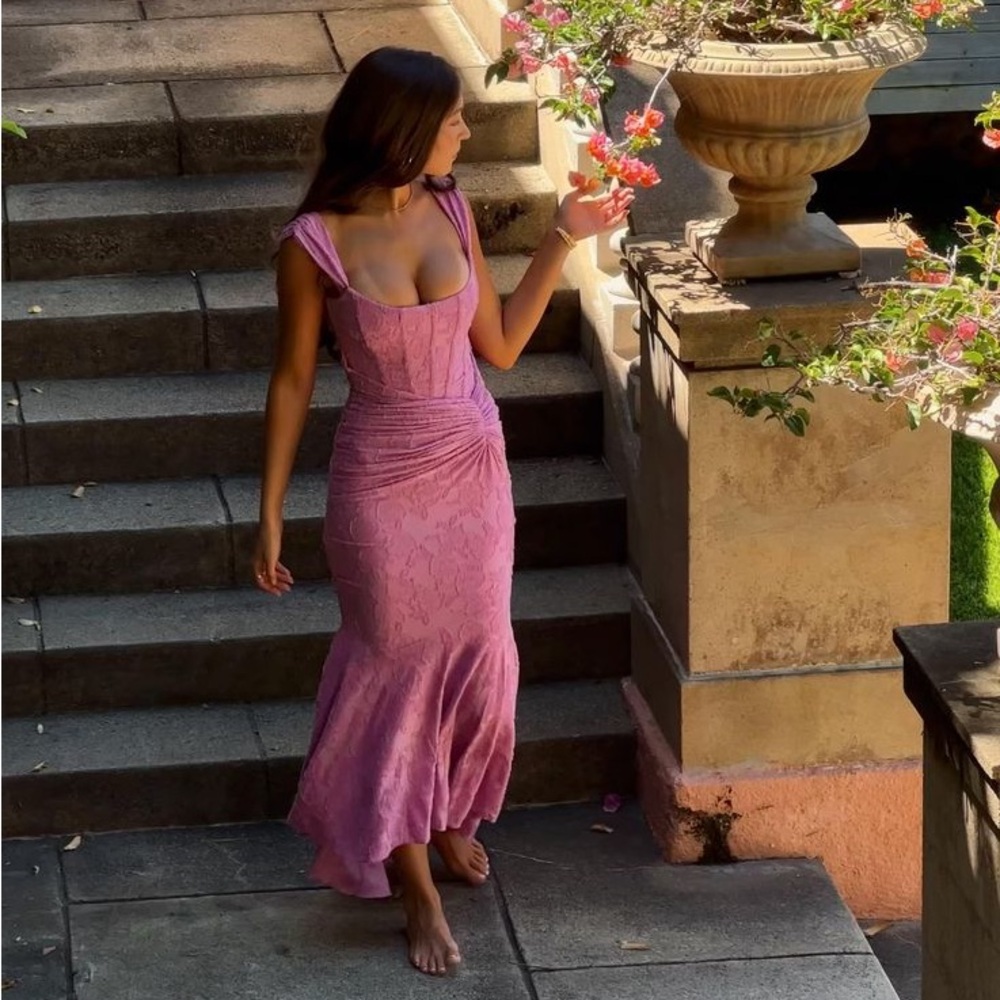 House of CB 'Cesca' Rose Pink Floral Maxi Dress/Gown - Picture 6 of 9